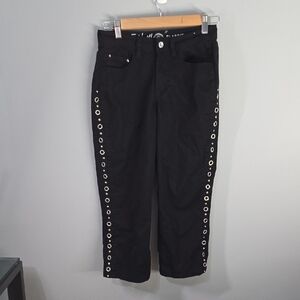 Ethyl Pants Womens Size 2 Black Ankle Pants with Side Grommet Detail